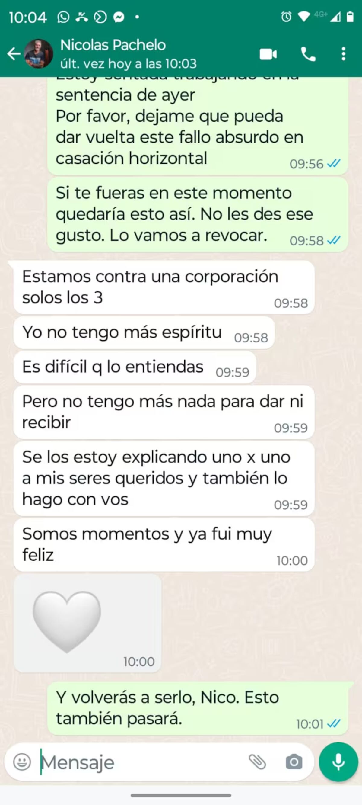 Los sugestivos chats de Nicolás Pachelo a su abogada tras la condena a perpetua. (La Nación)