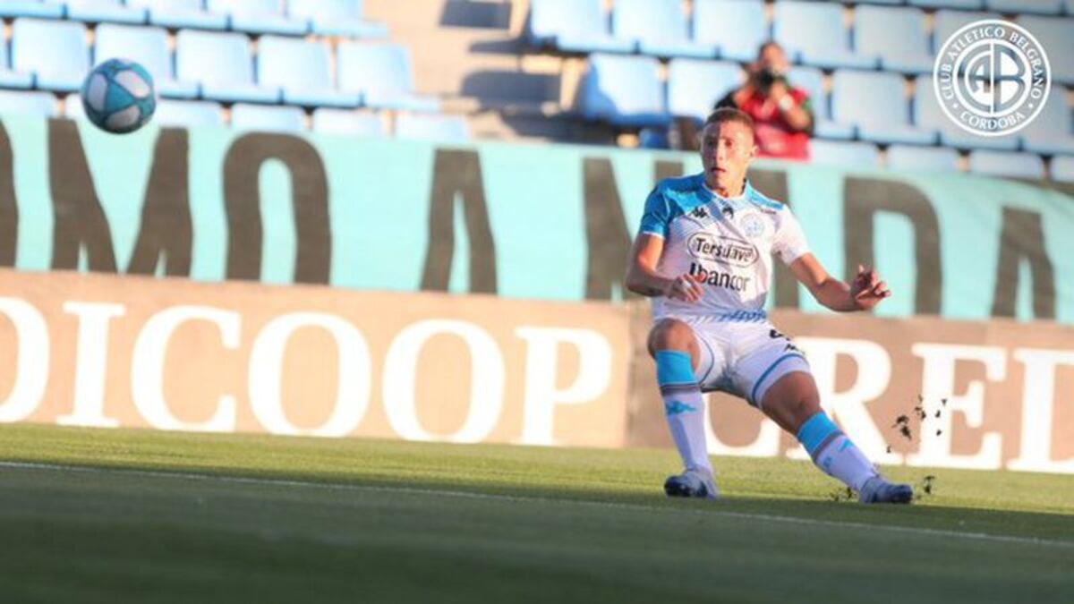 Su primer gol en Belgrano, ante Independiente Rivadavia de Mendoza (Prensa Belgrano)