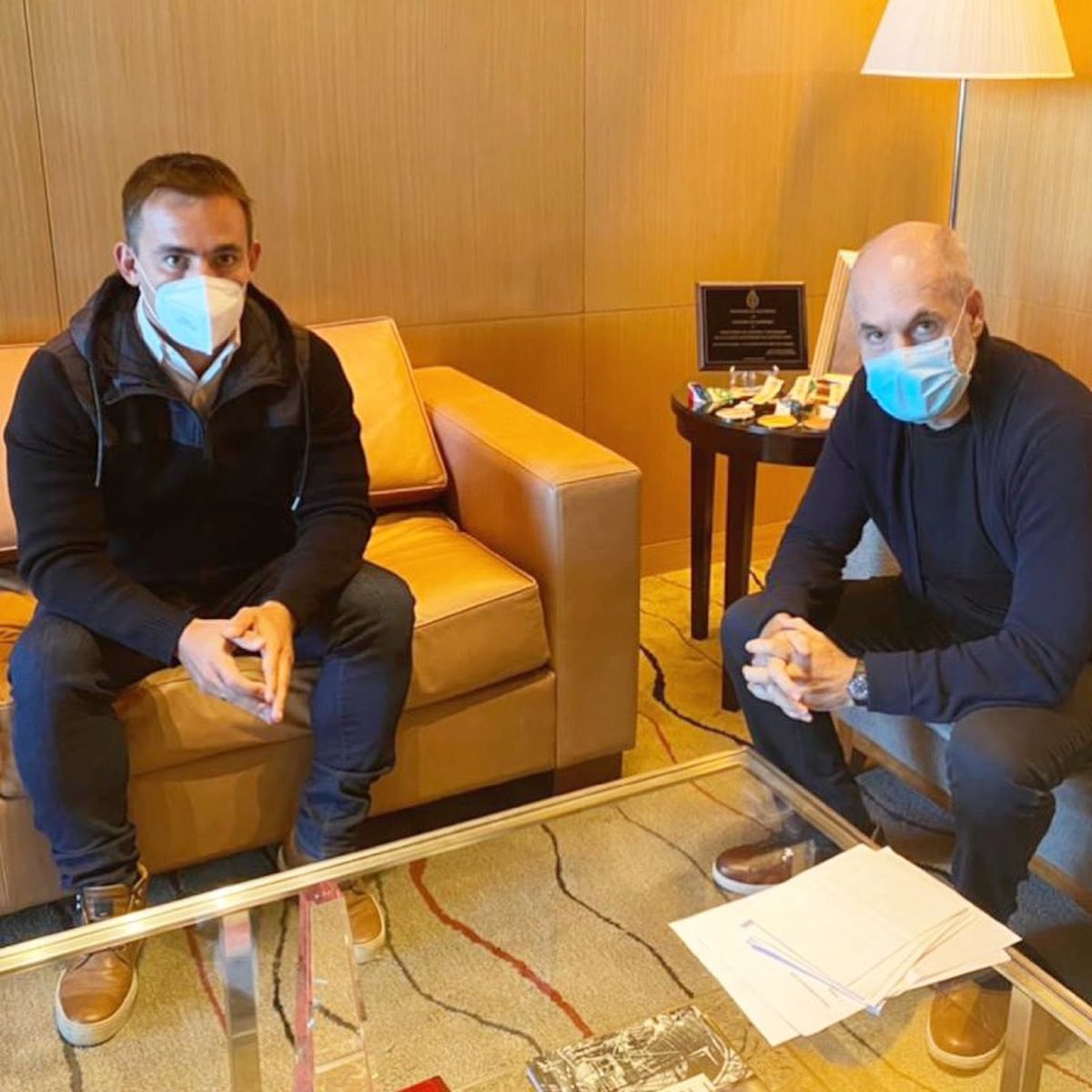 Horacio Rodríguez Larreta y Juan Negri, en una reunión en Buenos Aires (Twitter).