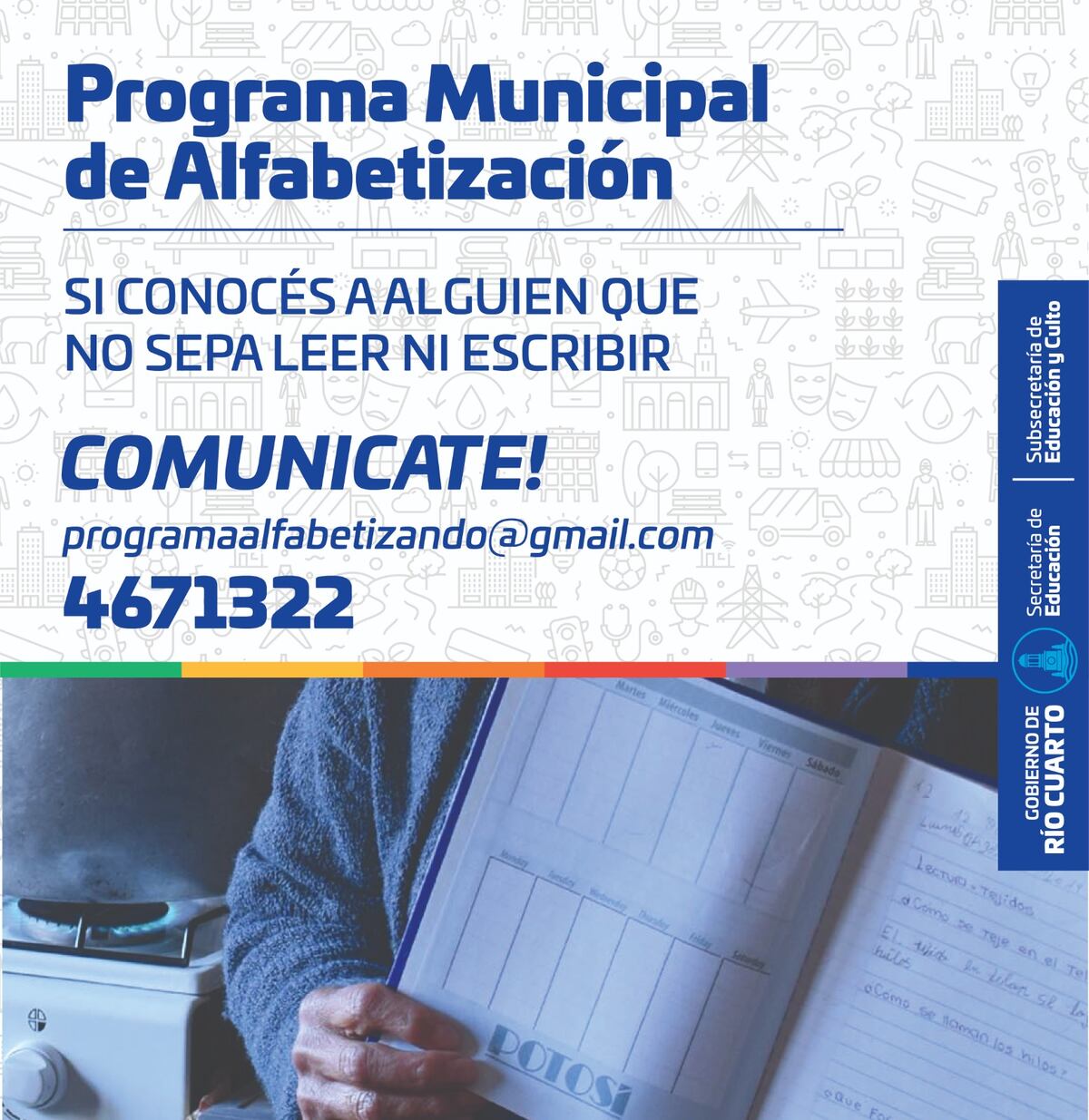 Río Cuarto. Están abiertas las inscripciones para aprender a leer y escribir (Gentileza).