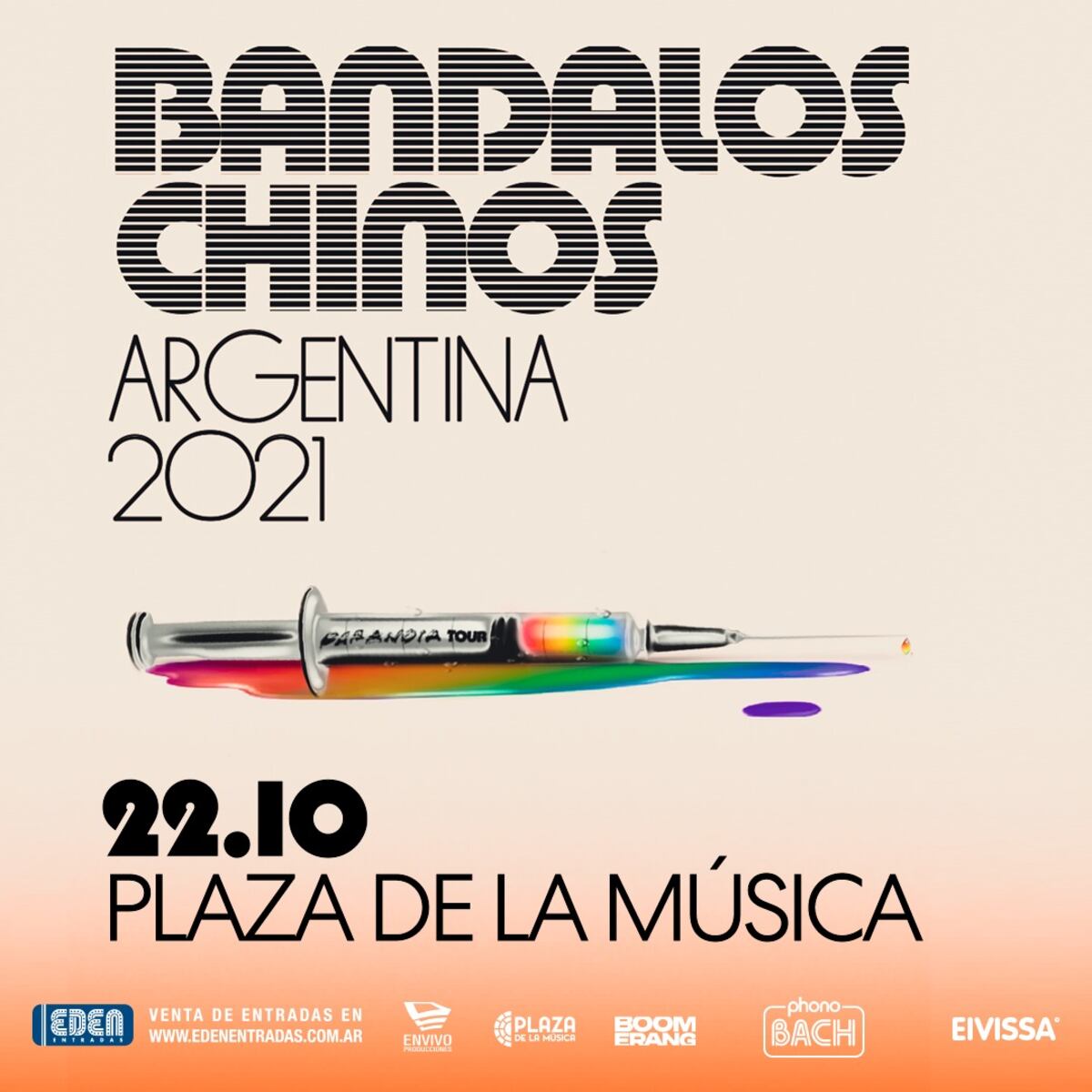 E flyer del regreso de Bandalos Chinos. La formación ya había venido a Córdoba en el primer semestre. (En Vivo)