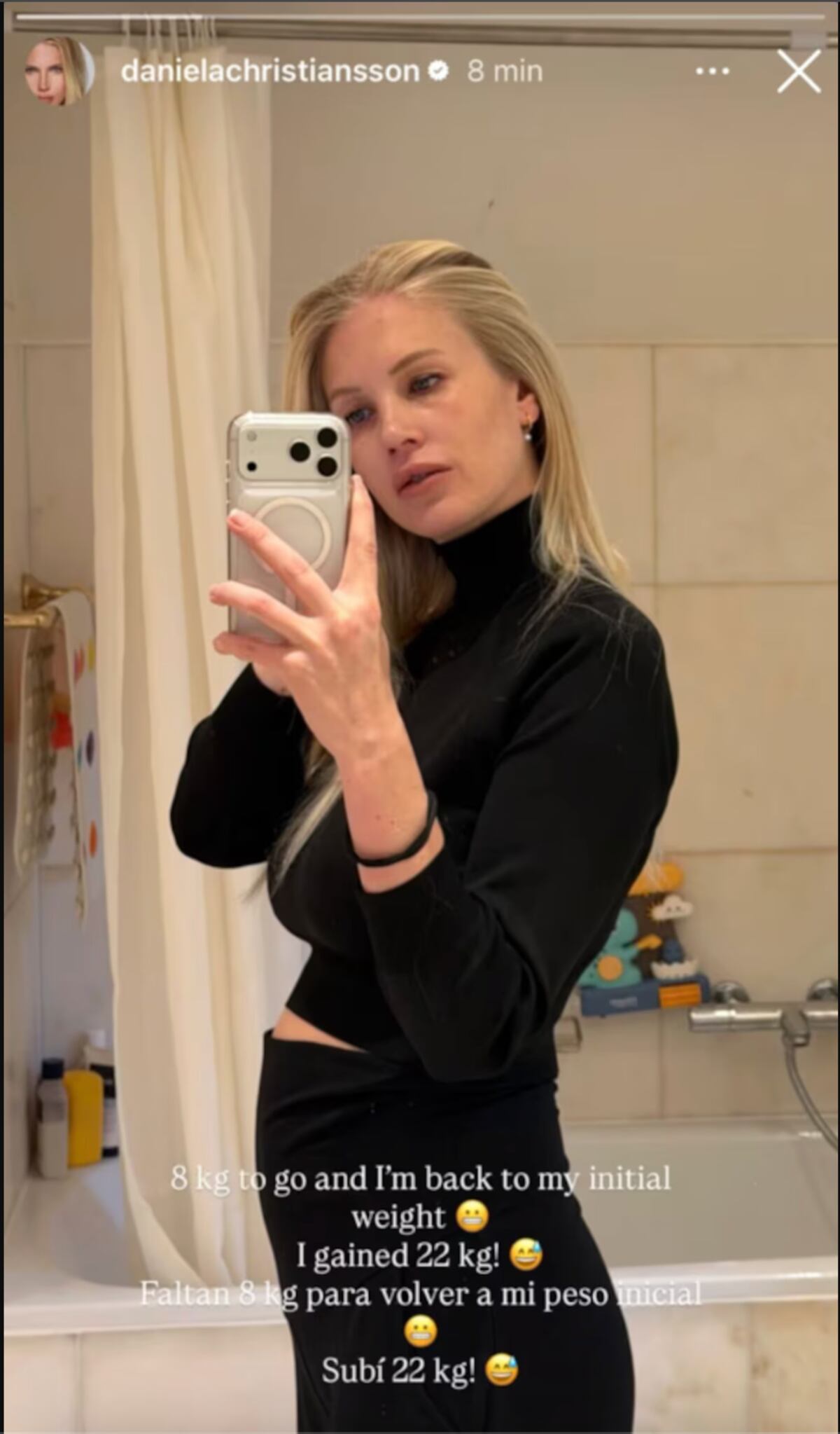 Daniela Christiansson mostró su posparto en historias de Instagram. (Foto: captura de pantalla)