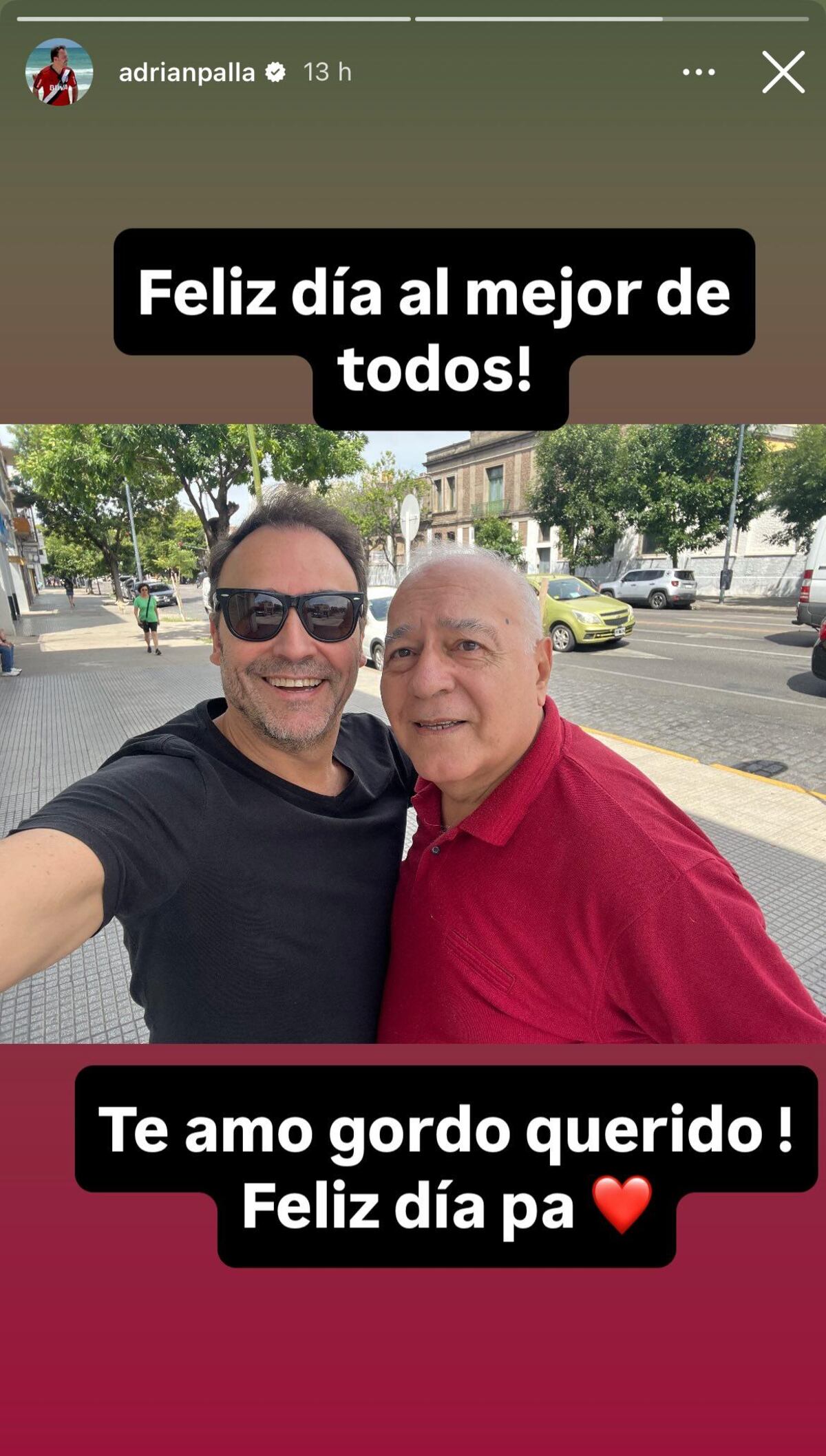 Las publicaciones de Adrián Pallares en Instagram por el Día del Padre (Captura de pantalla)