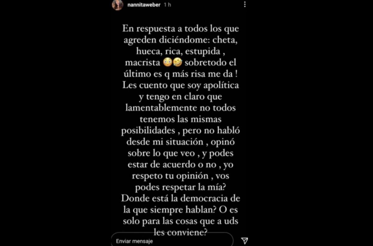 Natalie Weber. (Captura redes sociales)