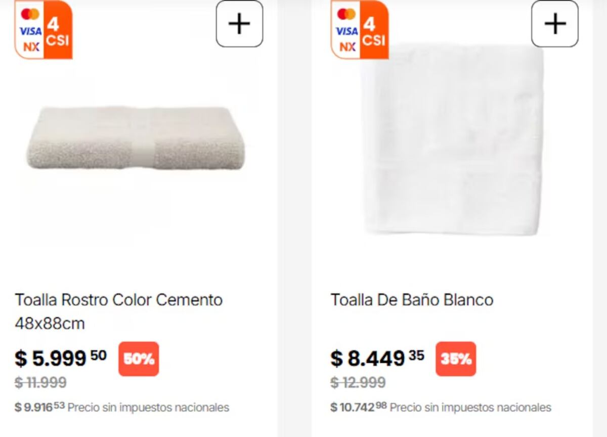 Liquidación de toallas y toallones: dónde conseguir ofertas desde $1.949 y descuentos de hasta el 50%.