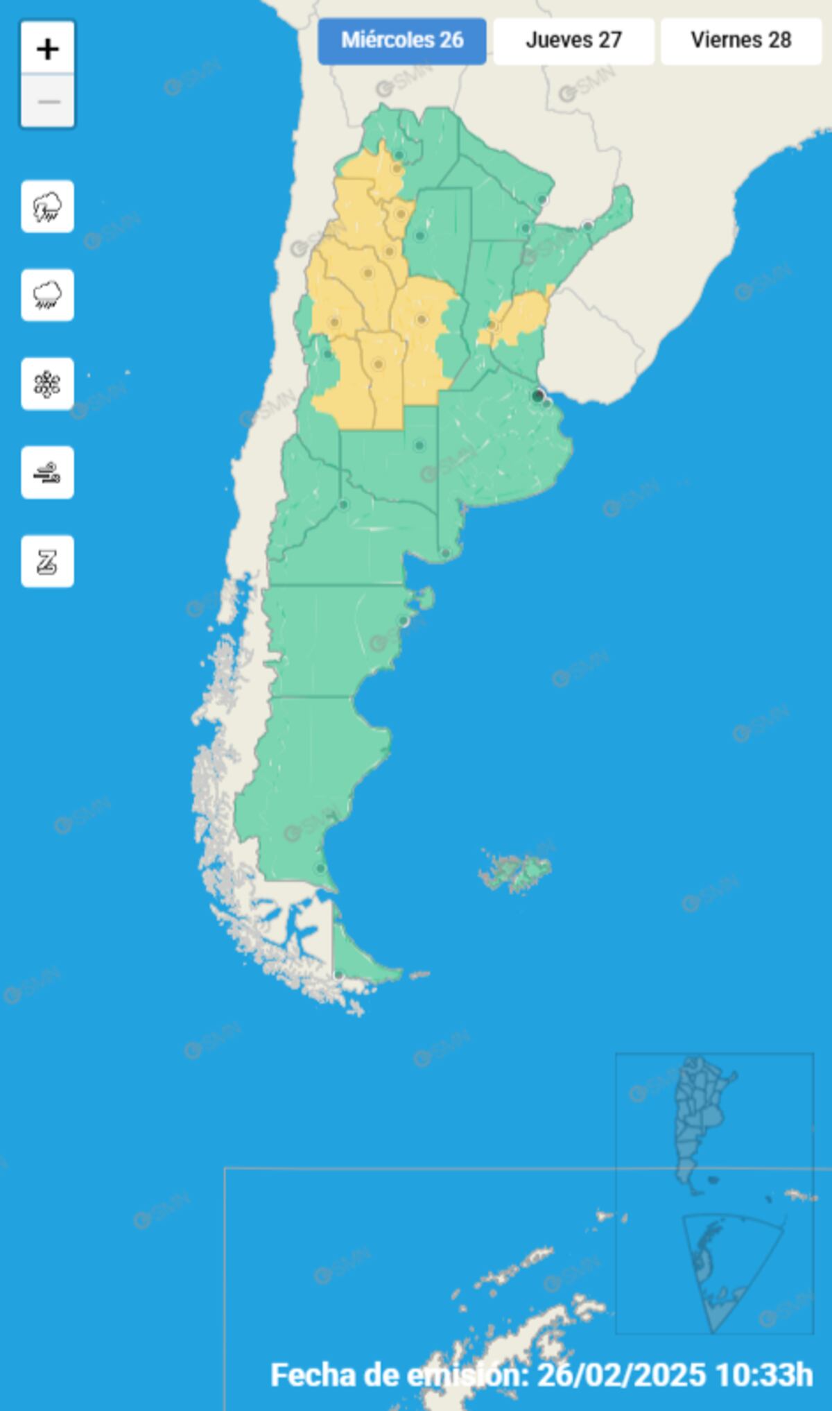 Clima en Córdoba. Rige alerta amarilla (SMN).