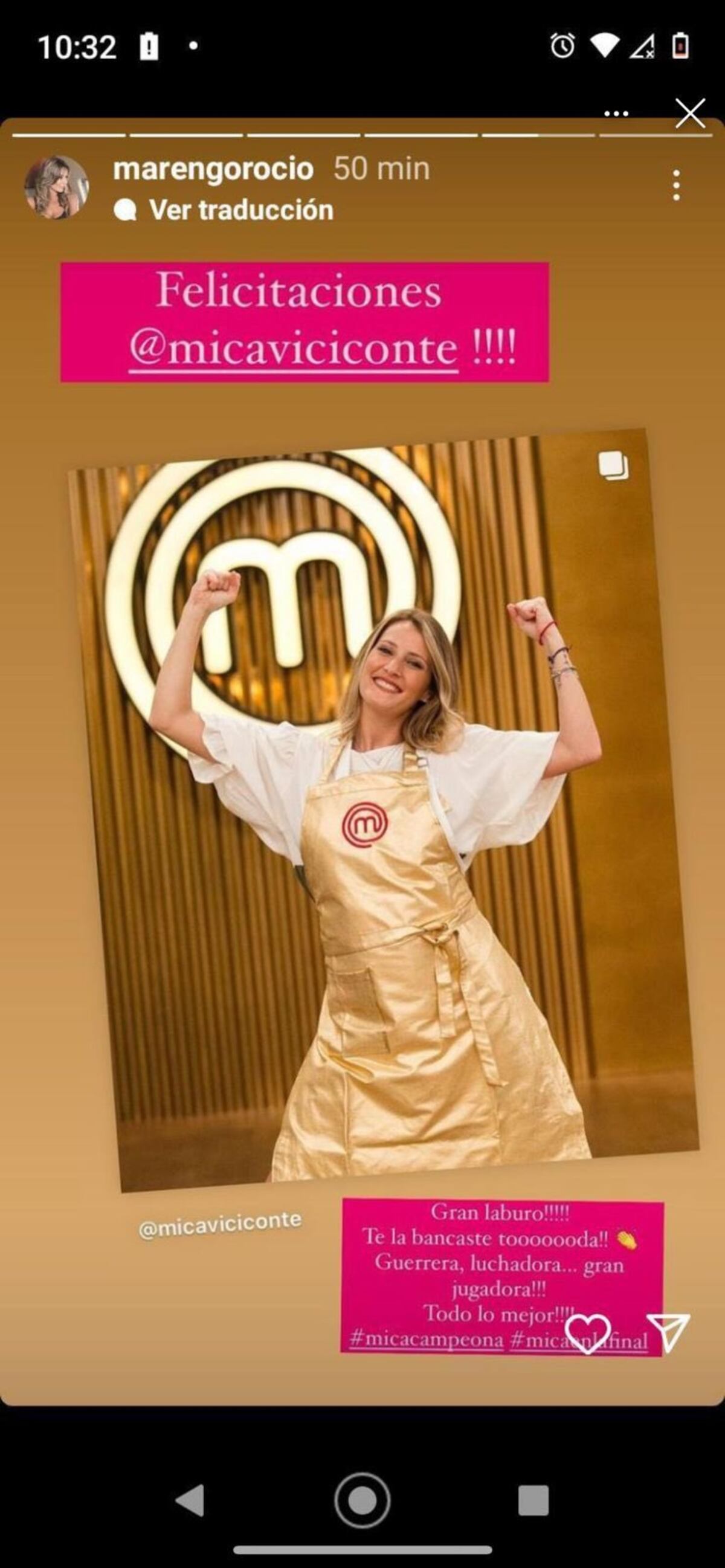 La confusa publicación de Rocío Marengo en Instagram.