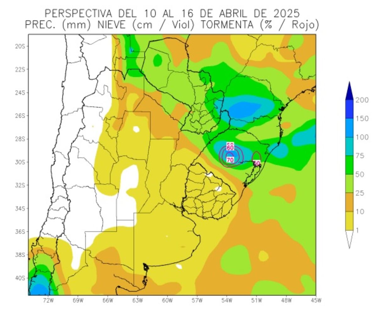 PERSPECTIVA CLIMÁTICA: Del 10 al 16 de abril. (Bolsa de Cereales de Buenos Aires)