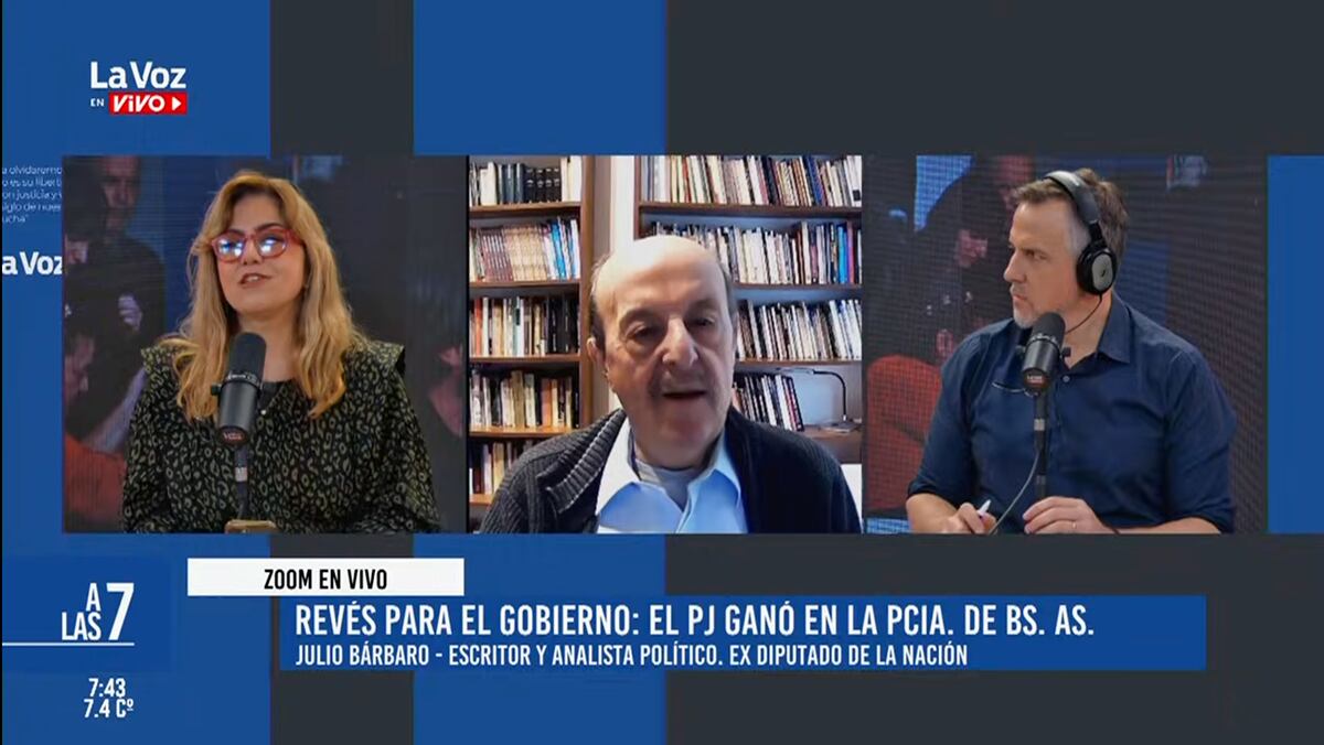 Julio Bárbaro, escritor y analista político, en comunicación con La Voz en Vivo. (Captura)