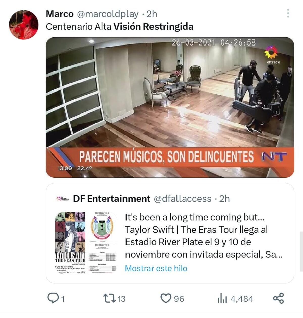 Estallaron los memes por la llegada de Taylor Swift a la Argentina. (Captura)