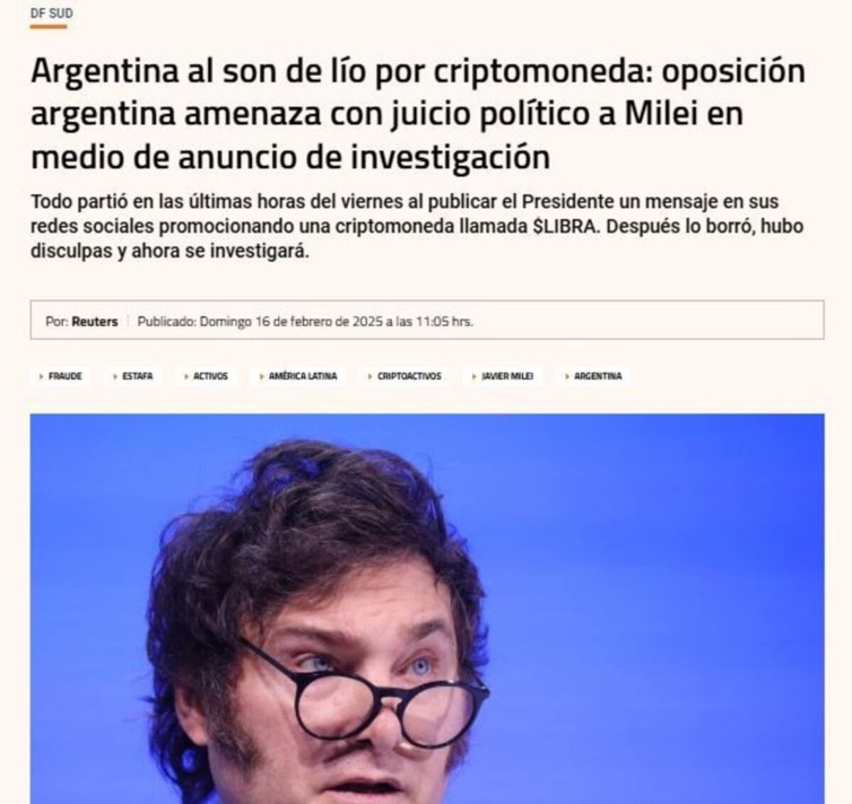 Diario Financiero, de Chile, también se hizo eco de la noticia.
