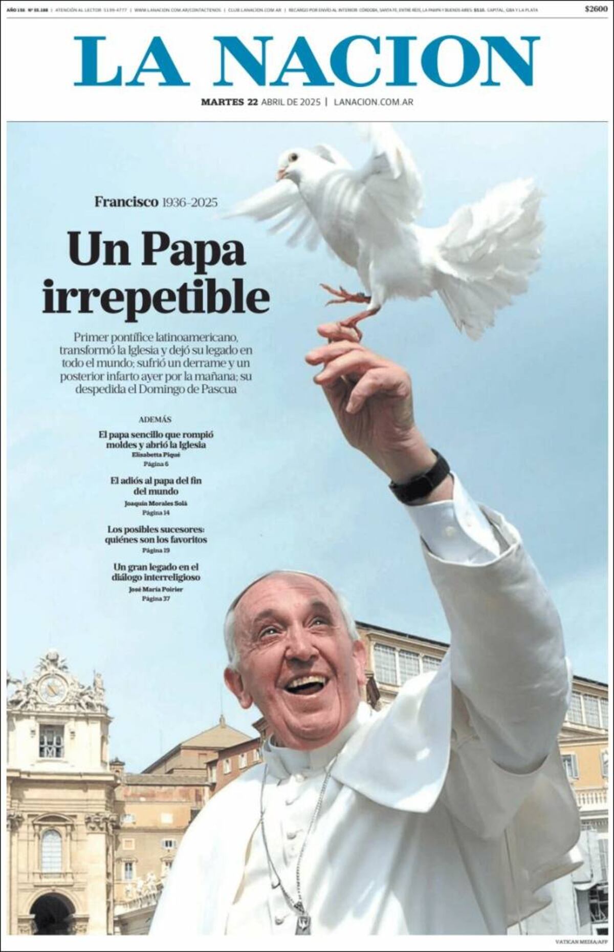 Las tapas de los diarios de Argentina y el mundo por la muerte del papa Francisco.