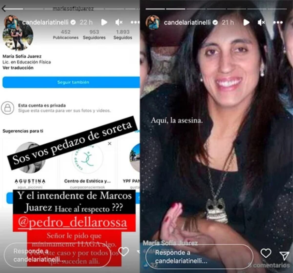 Las historias que Cande Tinelli compartió, indignada.