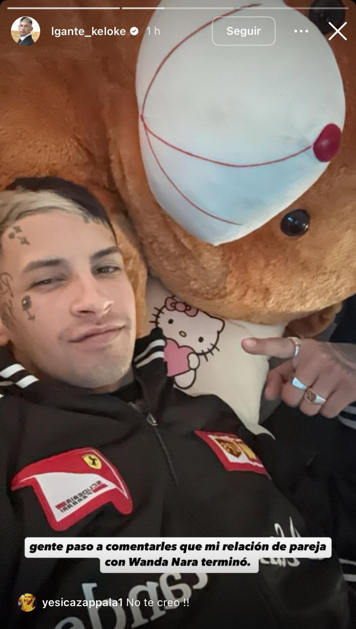 L-Gante le deseó Felices Pascuas a sus fans y confirmó su separación con Wanda Nara (Captura de pantalla)
