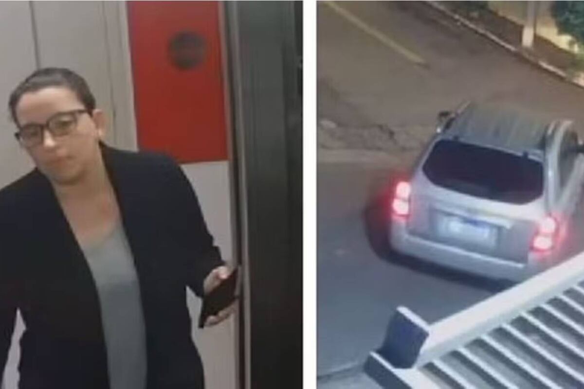 Cámaras de seguridad grabaron a Fernanda Bonin en el ascensor del edificio y saliendo sola en auto. (Foto: gentileza g1).