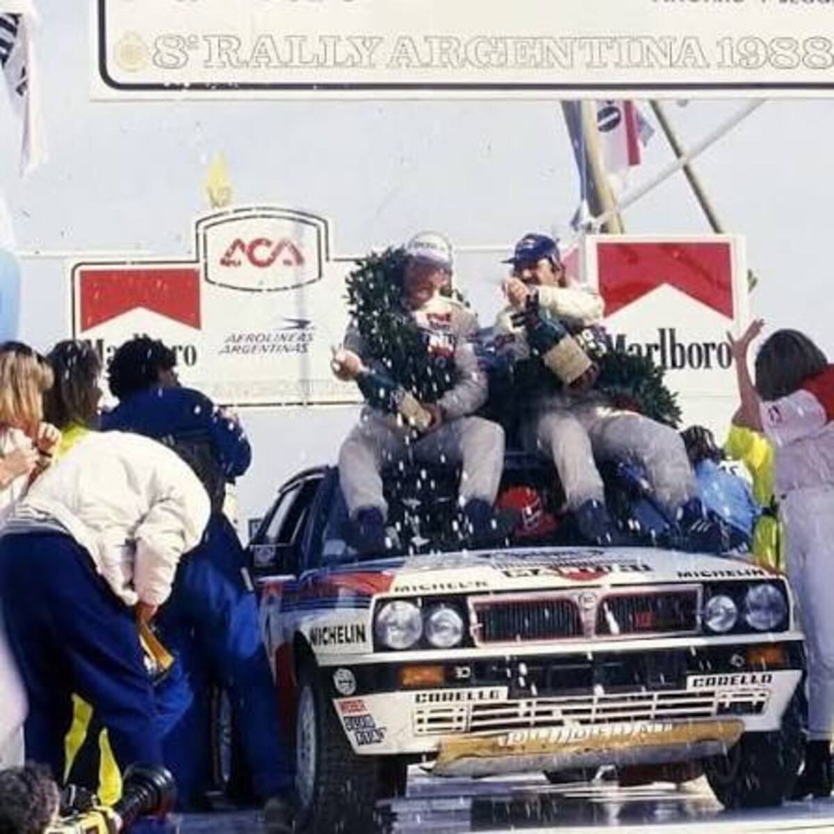 Recalde y Del Buono, ganadores del Rally de Argentina 1988 con Lancia.