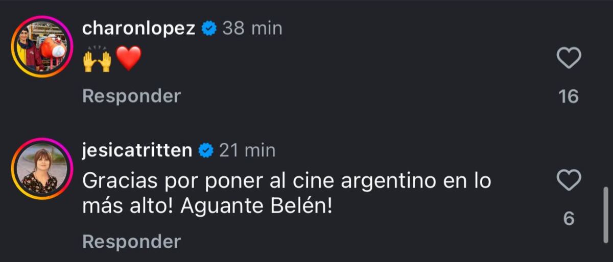 Los comentarios de apoyo y felicitaciones de las figuras argentinas