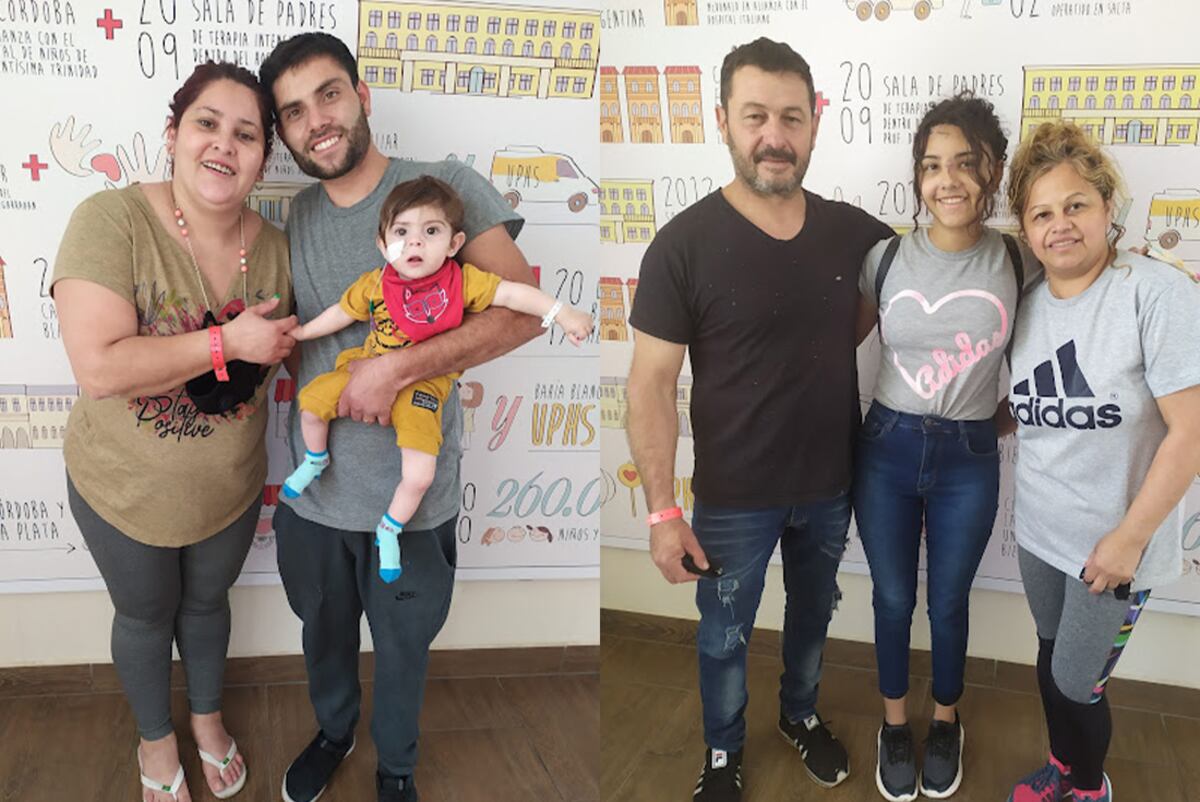 Samuel y su familia a la derecha. Melani y sus papás a la izquierda. Foto: Aguas Cordobesas