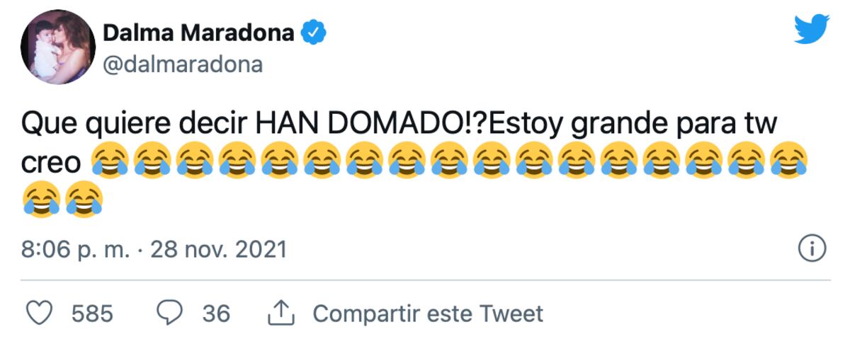 Dalma Maradona no entiende el lenguaje tuitero