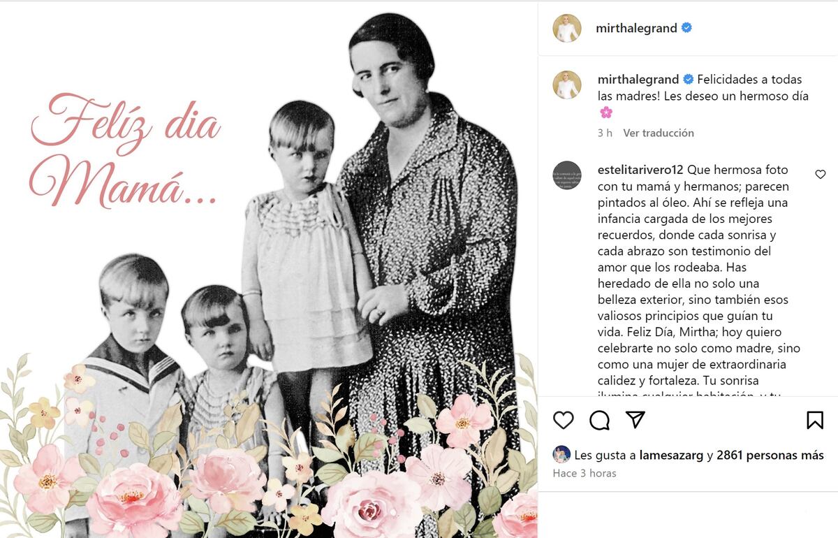La publicación de Mirtha Legrand para el Día de la Madre (Captura de pantalla)
