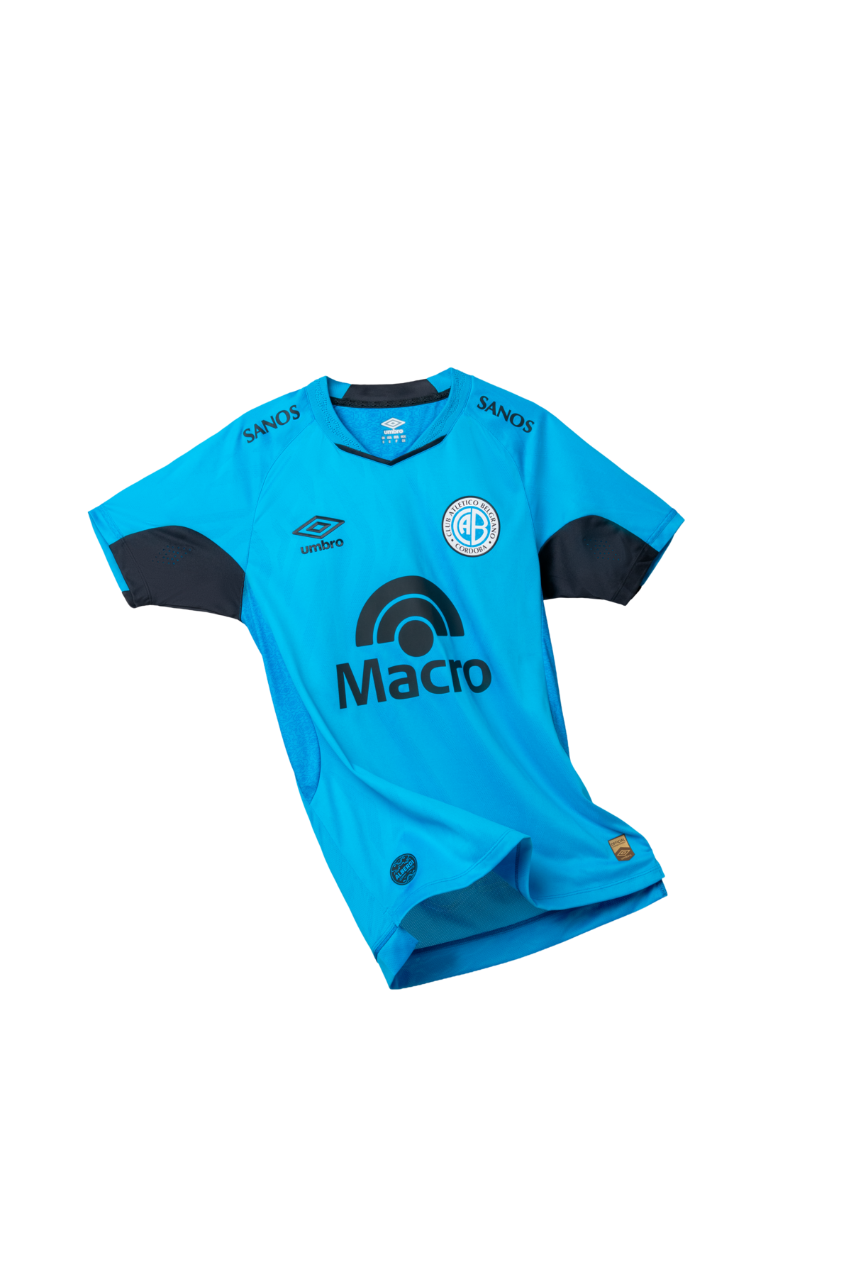 Las fotos de Belgrano con los detalles de sus nuevas remeras. (Prensa Belgrano)