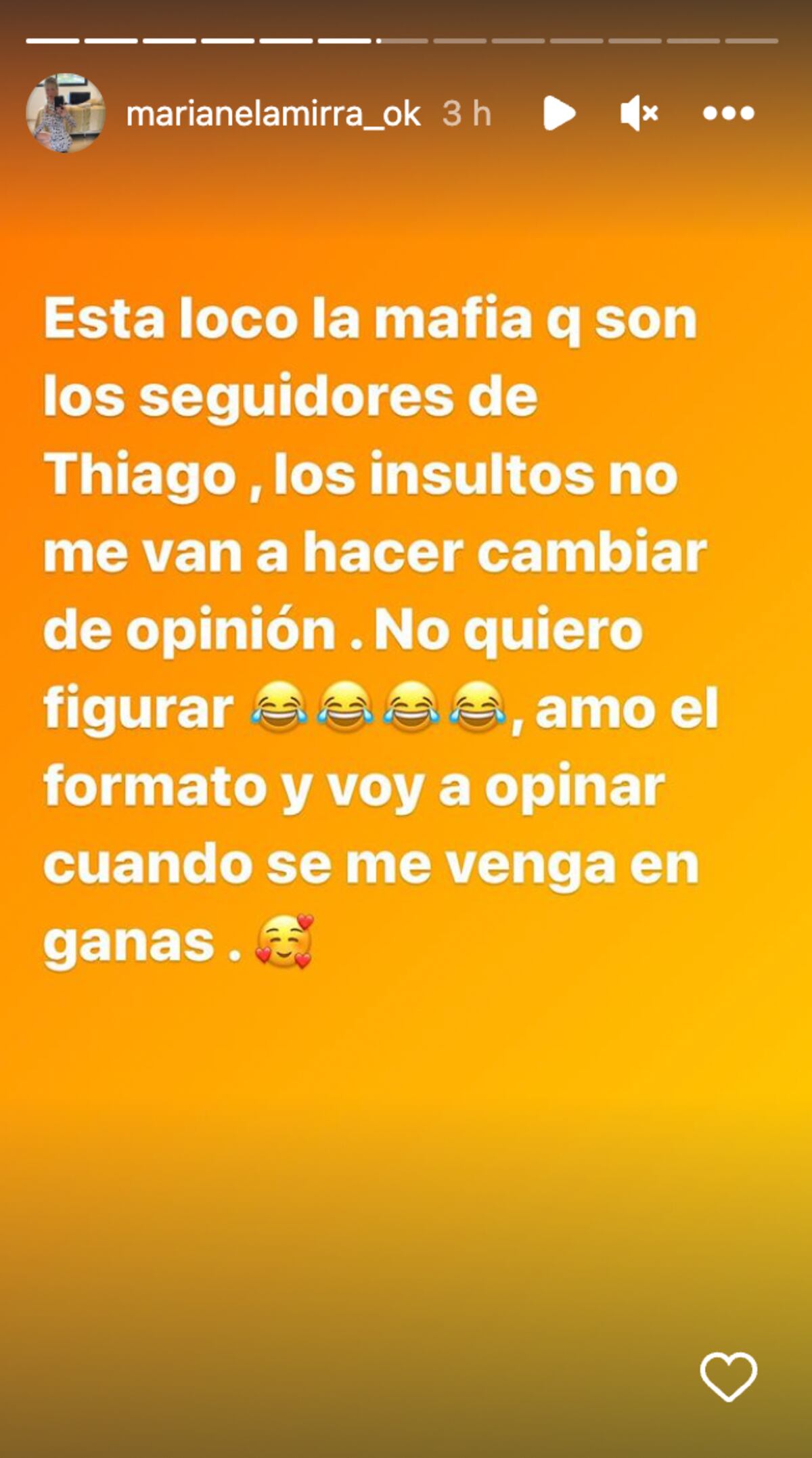 Marianela Mirra responde a las agresiones que recibió después de opinar del caso de Thiago.