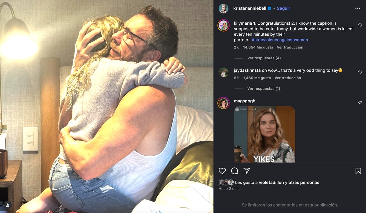La publicación de Kristen Bell para celebrar su aniversario con Dax Shepard que generó repudio. (Foto: captura de pantalla de Instagram)