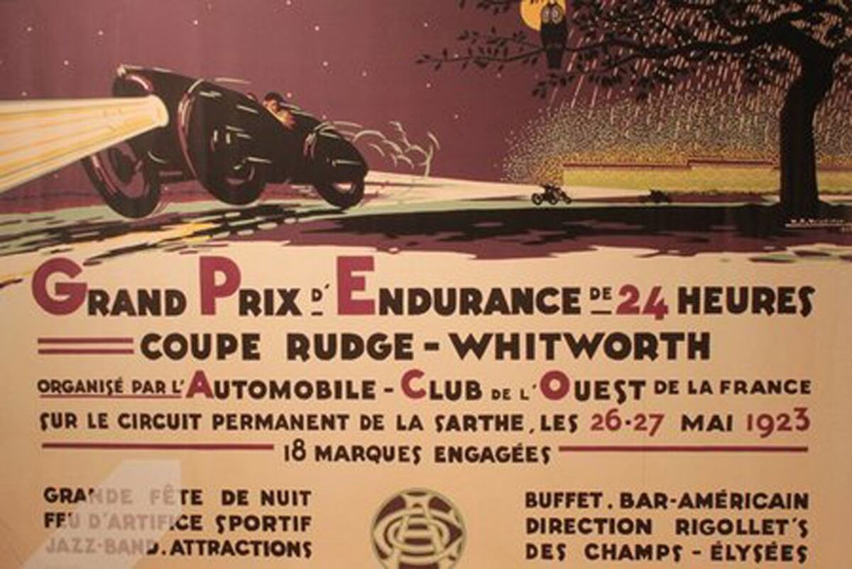 El afiche de la primera edición de las 24 horas de Le Mans en 1923.