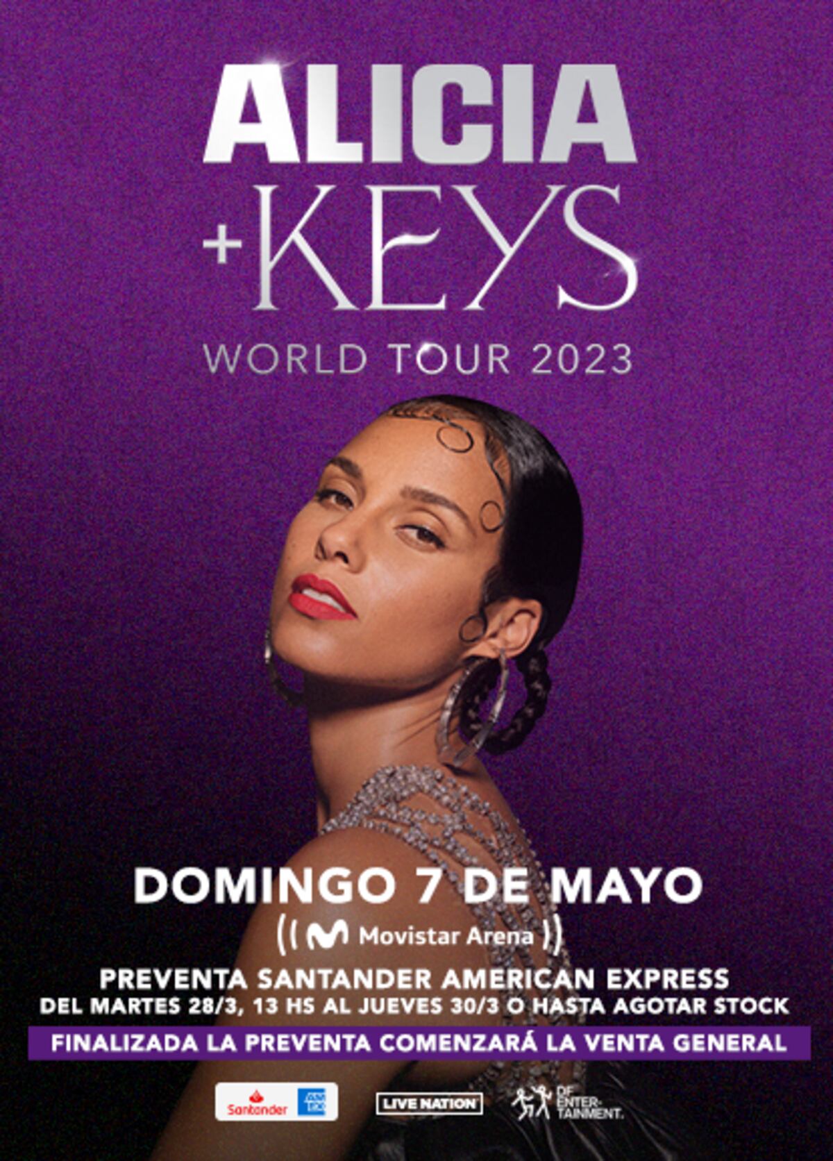 El afiche de la próxima visita de Alicia Keys al país. (Captura)