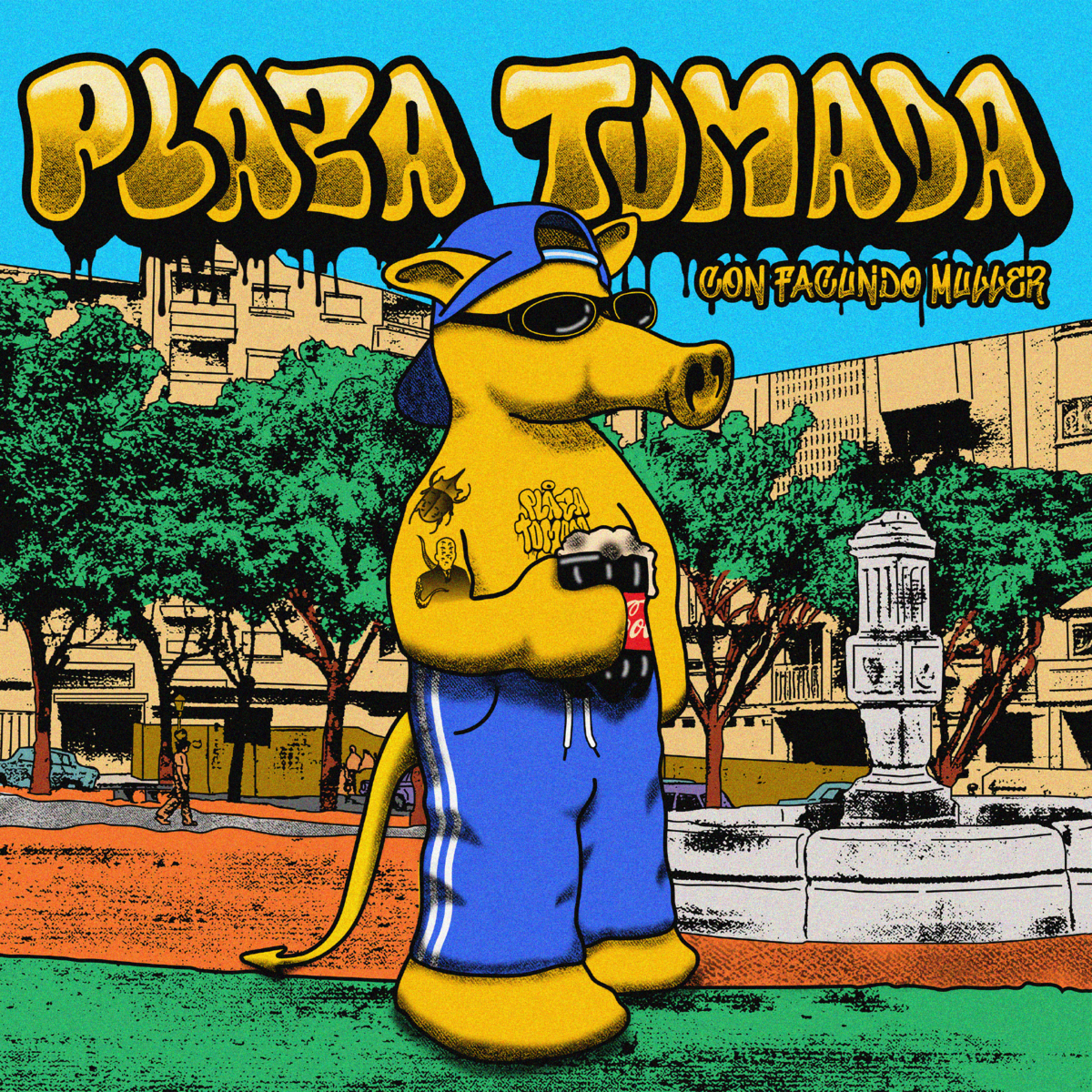 La portada de "Plaza tomada", diseñada por Juan Lacour. (Prensa Parque Podcast).