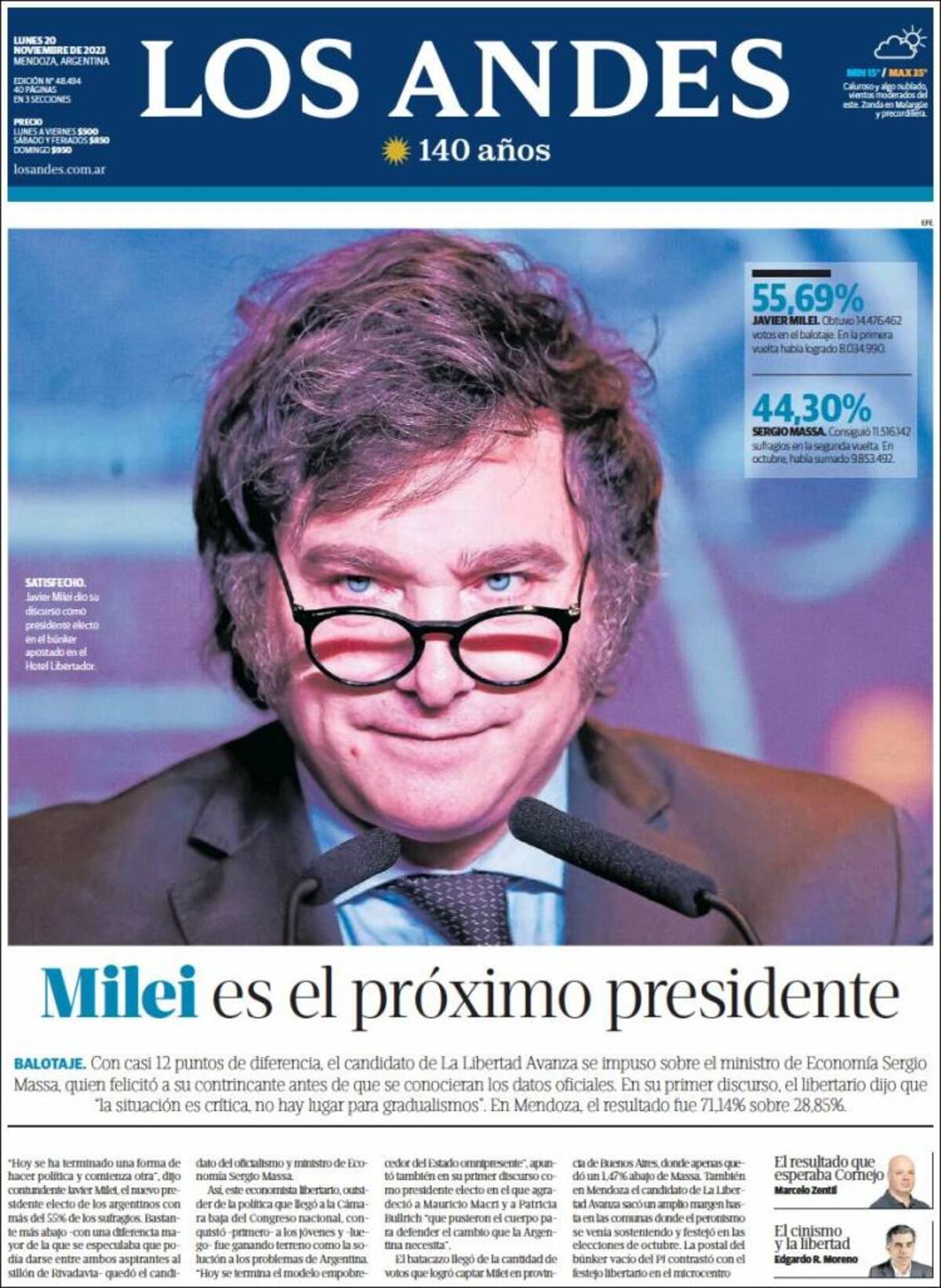 Tapas de diarios argentinos.