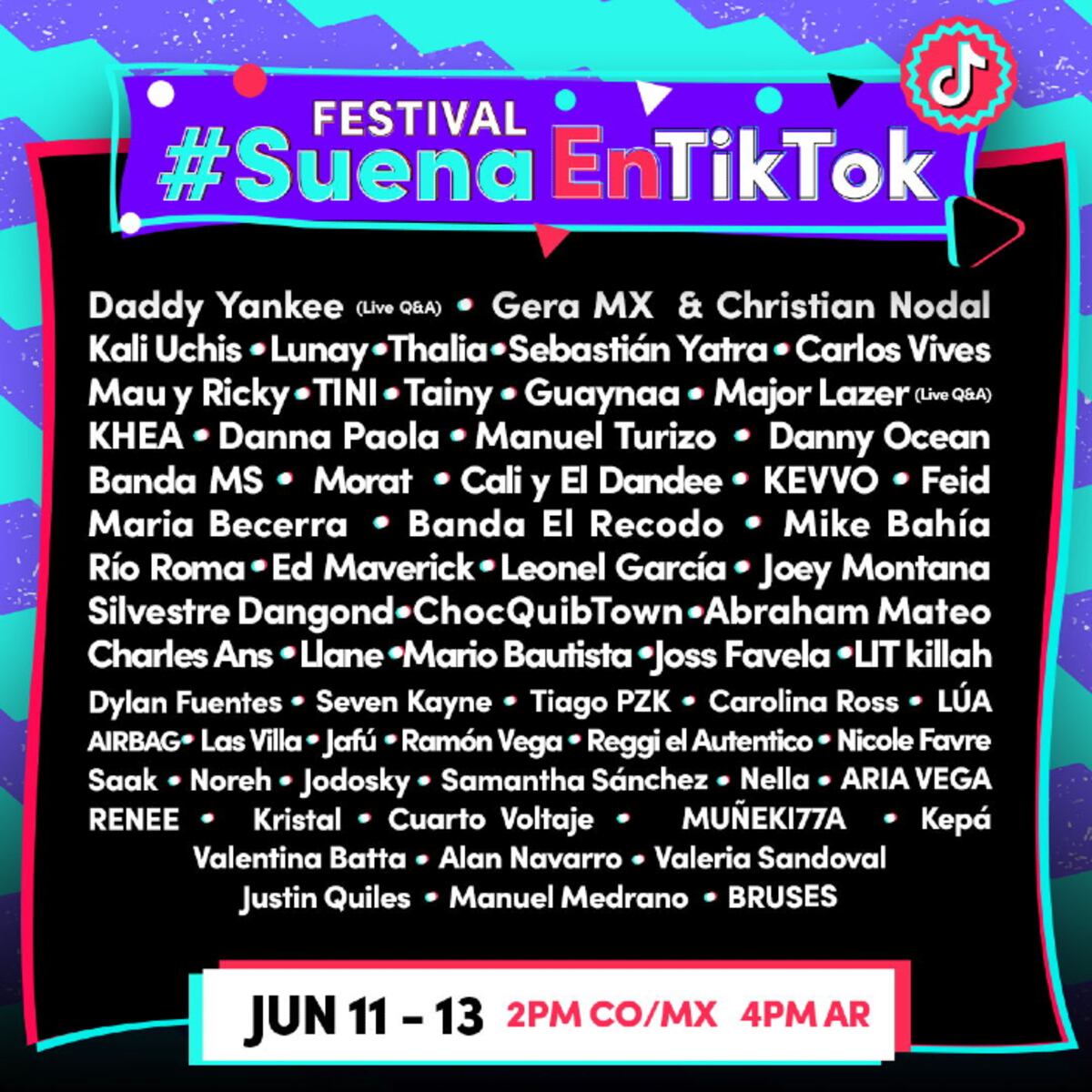 Se viene el festival de música latina #SuenaEnTikTok. (Tiktok)