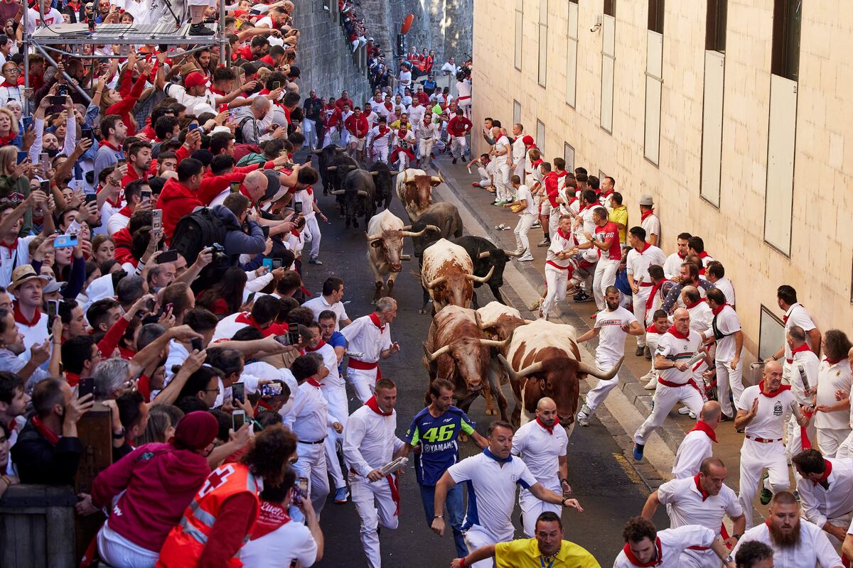 Heridos durante el tercer encierro de San Fermín (DPA).