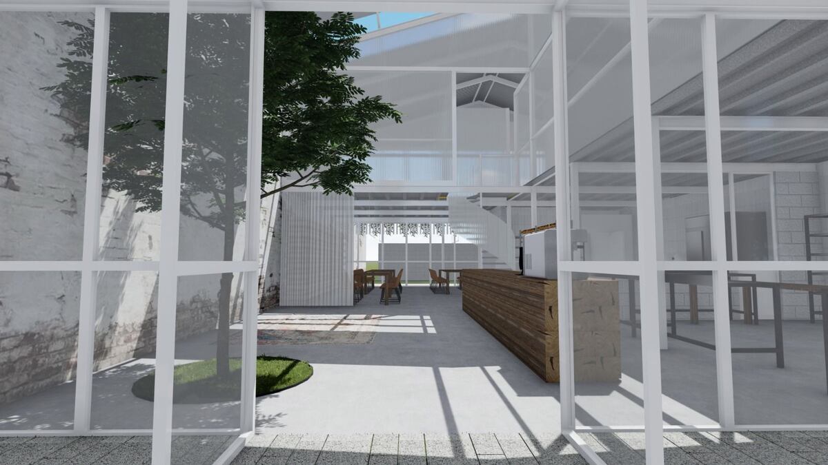 Render de La Reforma, la panadería-café que Rodríguez planea en una casona antigua de Alberdi. "Este es sólo un primer esquema", aclara el cocinero en pleno "creaneo" del nuevo espacio. (Gentileza Javier Rodríguez)