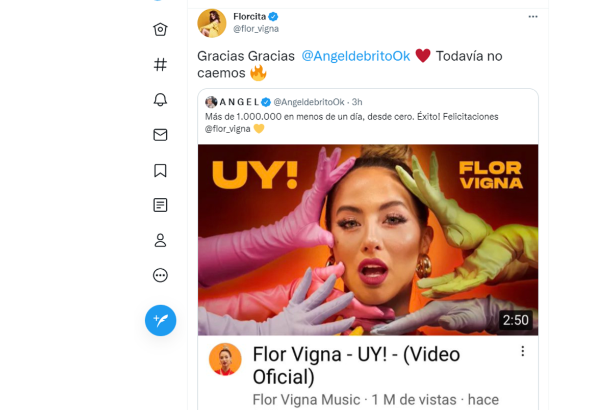 Flor Vigna se lanzó como cantante, recibió muchas críticas pero su video tiene más de un millón de reproducciones (Captura de pantalla).