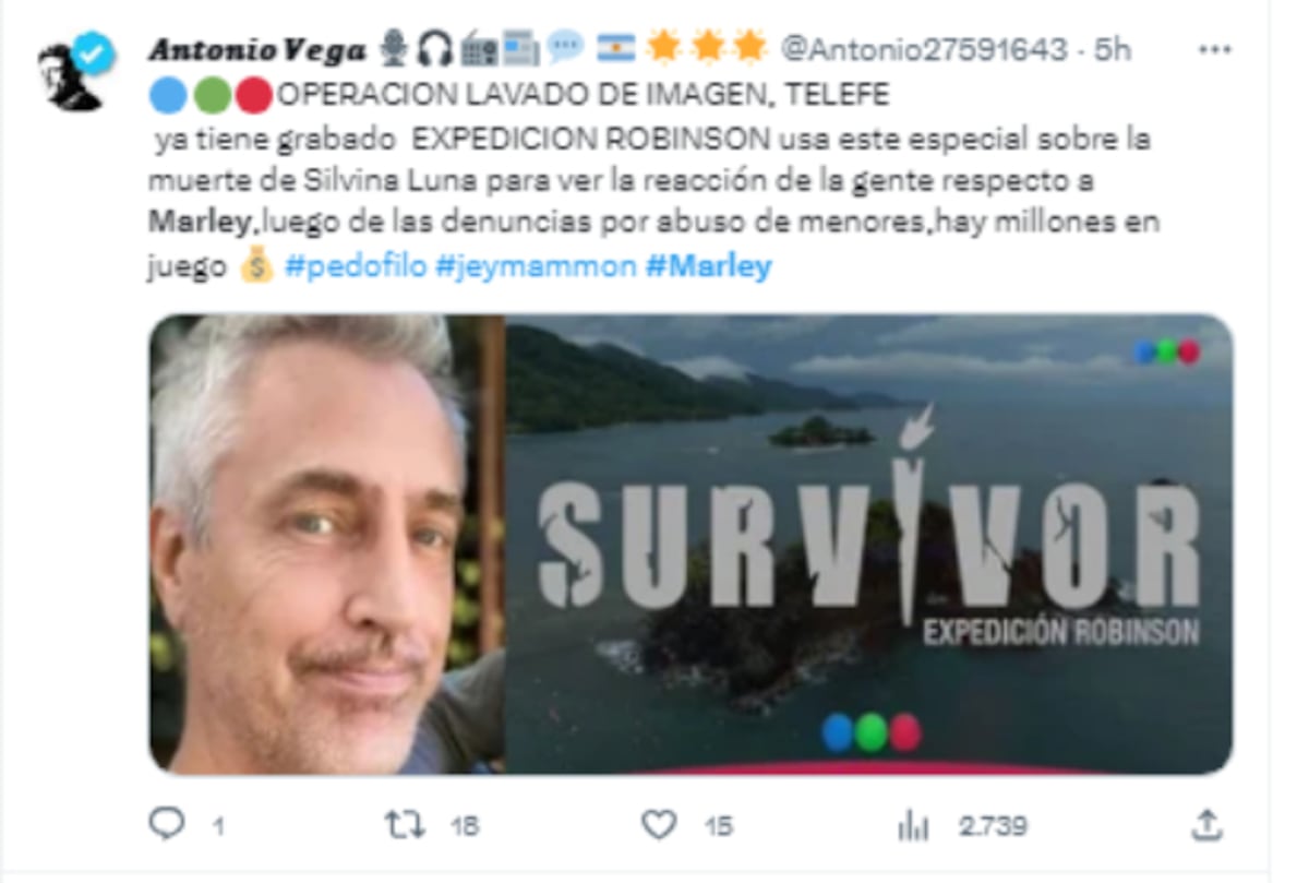 Las redes sociales repudian la inclusión de Marley en el homenaje a Silvina Luna. (Captura)