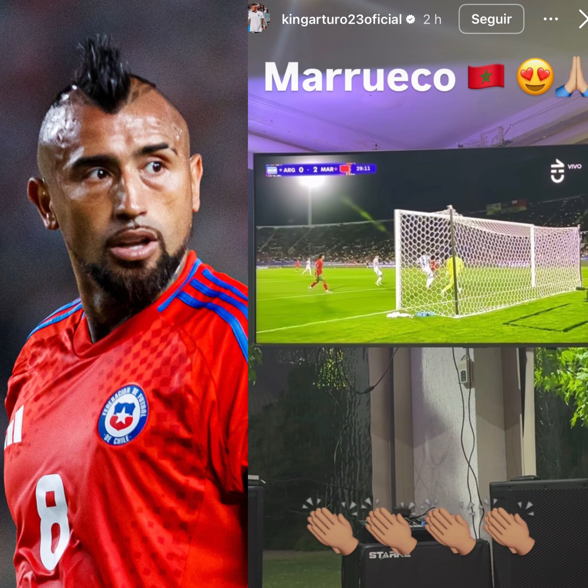 Arturo Vidal en sus redes sociales. (Captura).