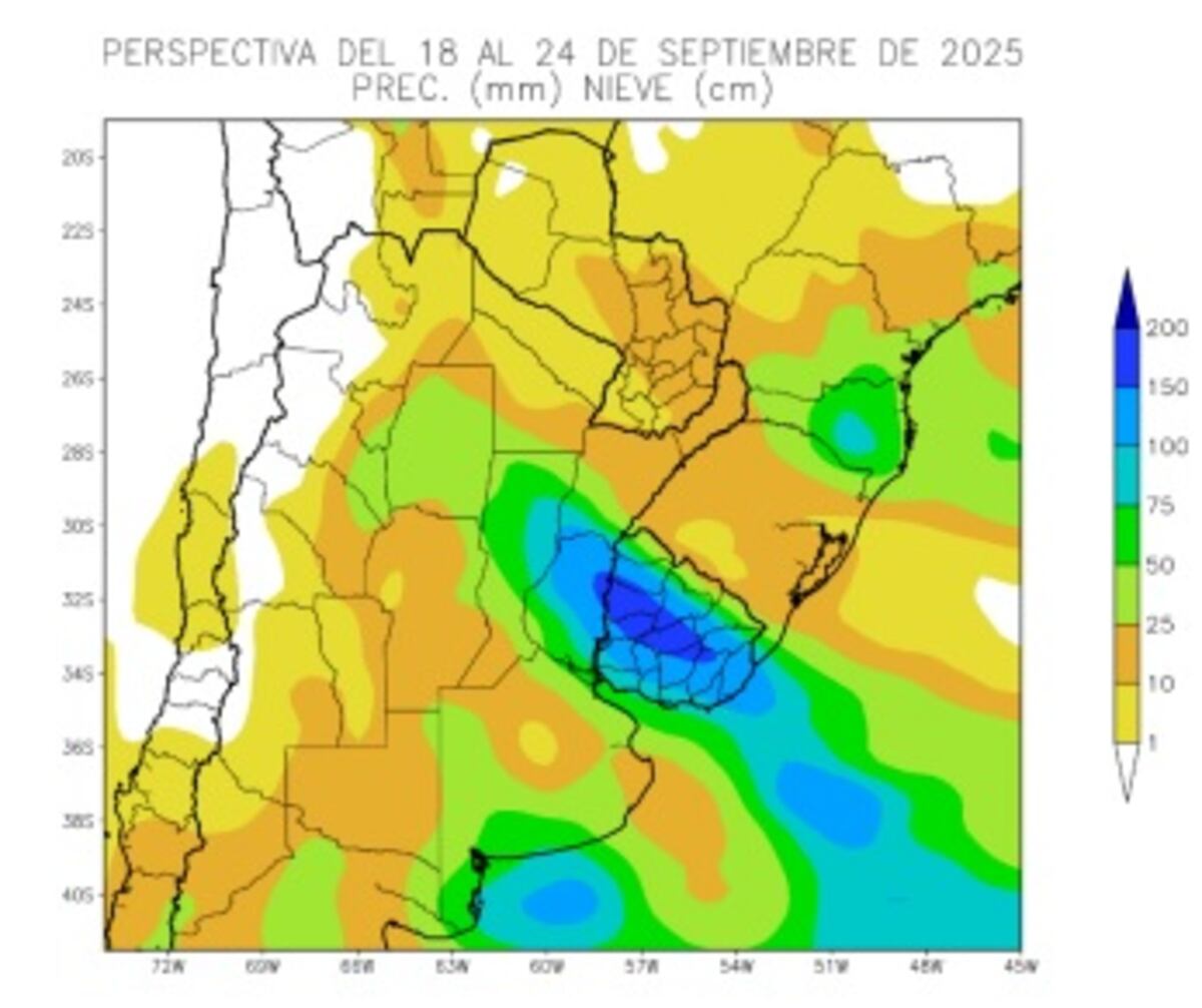 Perspectiva Agroclimática: precipitaciones. (Gentileza Bolsa de Cereales de Buenos Aires)