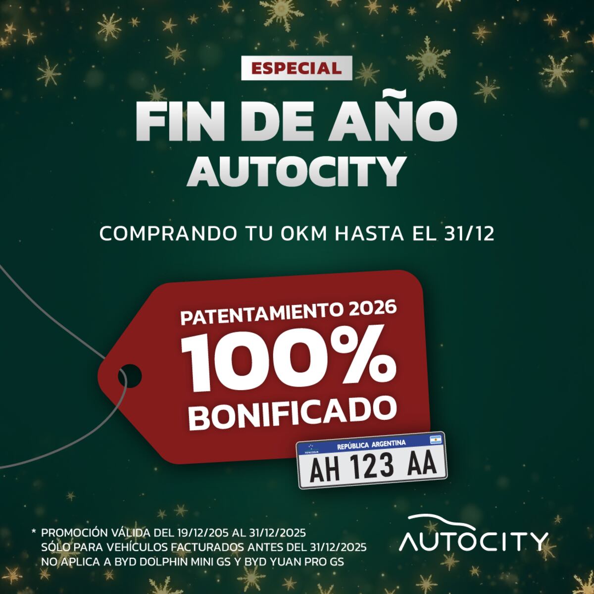 Promoción de patentamiento bonificado 2026 de Autocity.
