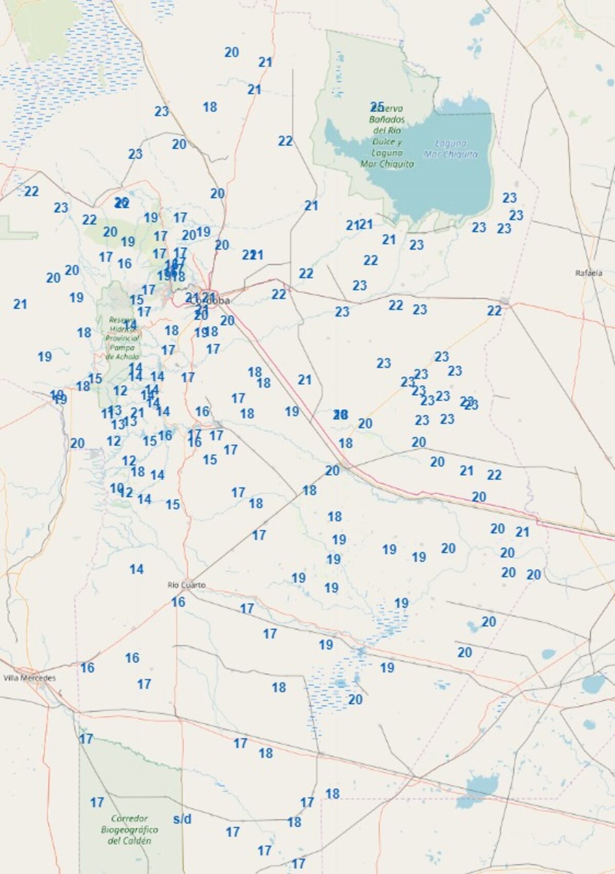 Las temperaturas graduales para este miércoles en Córdoba. (SMN)