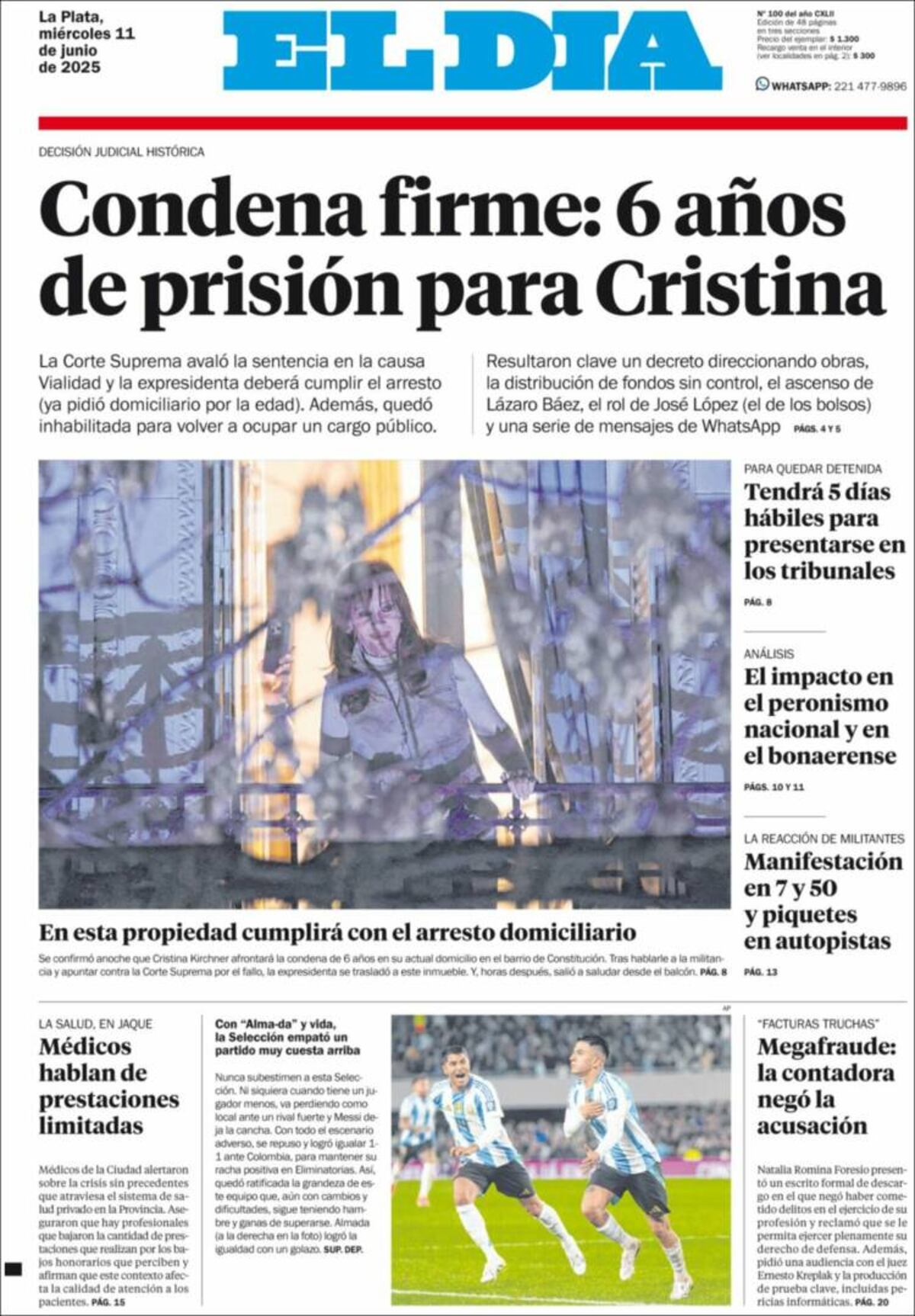 Las tapas de los diarios de Argentina sobre la condena a Cristina Kirchner.