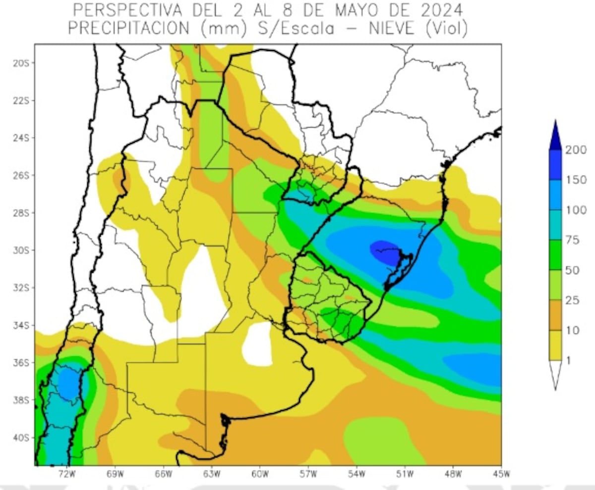 El clima, del 2 al 8 de mayo. Bolsa de Cereales de Buenos Aires.