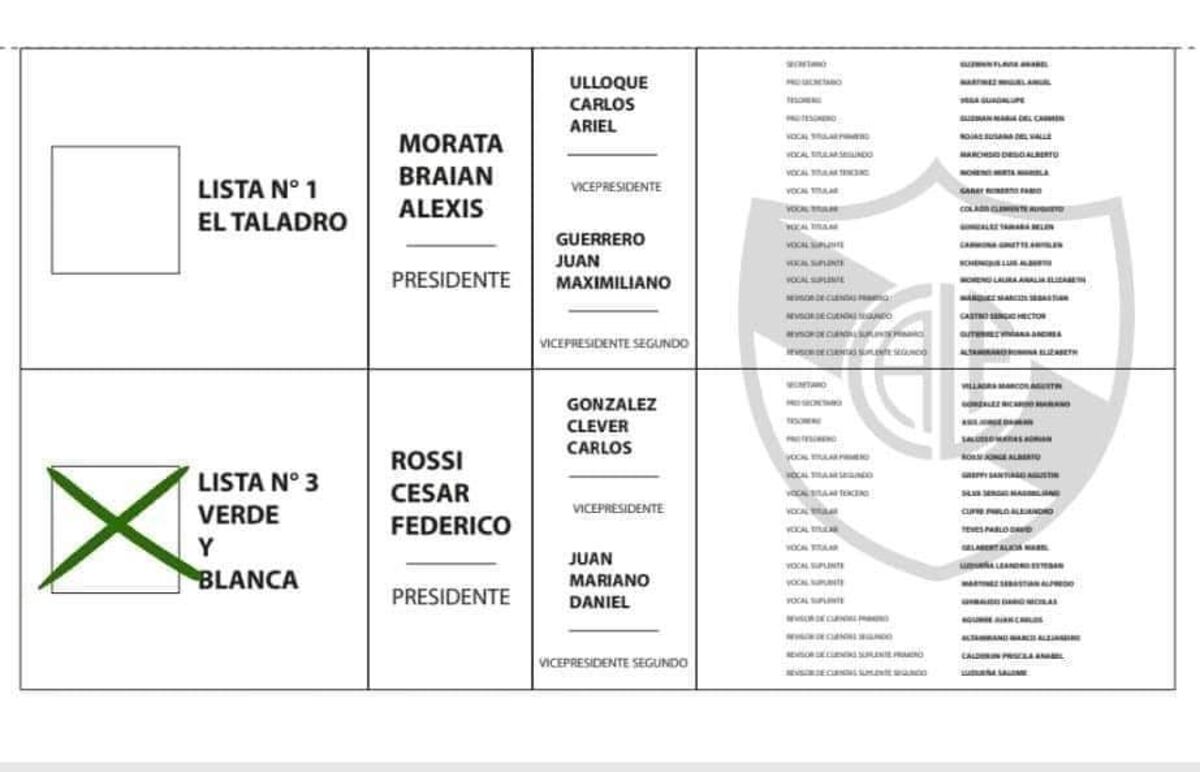 Las listas que se presentaron en Las Flores para una elección que fue suspendida.