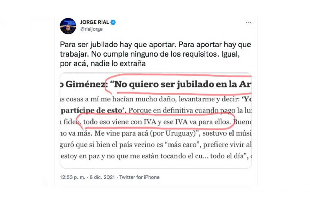 Jorge Rial destrozó a Patricio Giménez tras sus dichos contra Argentina (Captura de pantalla).
