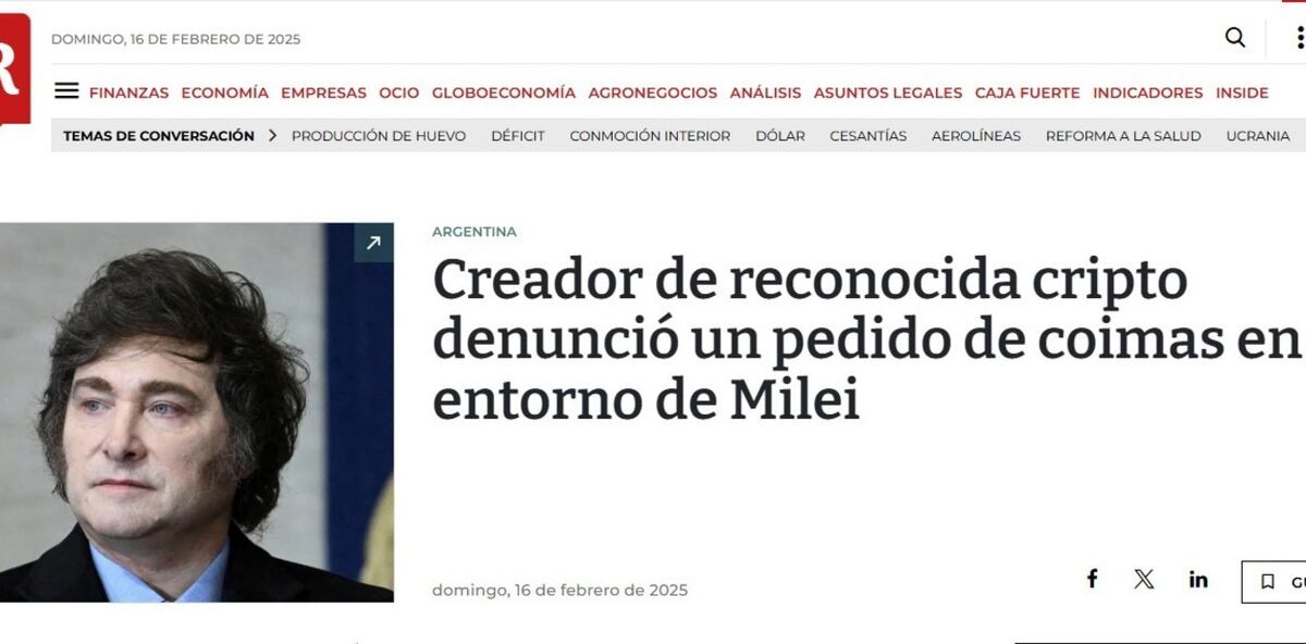 El medio colombiano La República publicó una serie de notas sobre el escándalo $Libra.