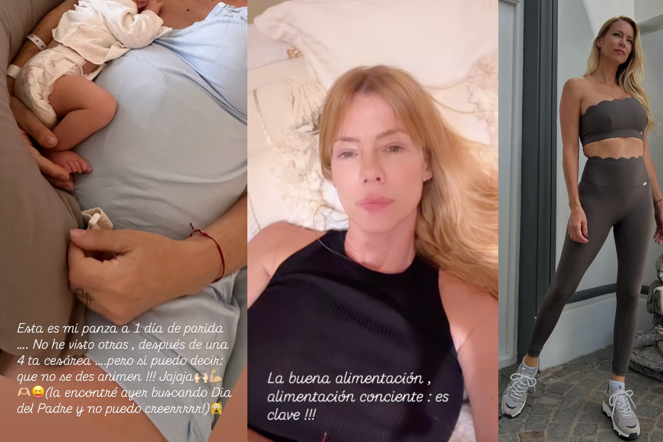 Las historias de Nicole Neumann en donde habló del cambio de su cuerpo tras su último embarazo. (Fotos: captura de pantalla)