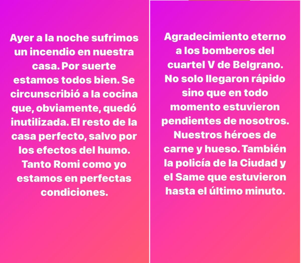 Se incendió la casa de Jorge Rial y Romina Pereiro. Así lo contaron en sus redes sociales. (Instagram)