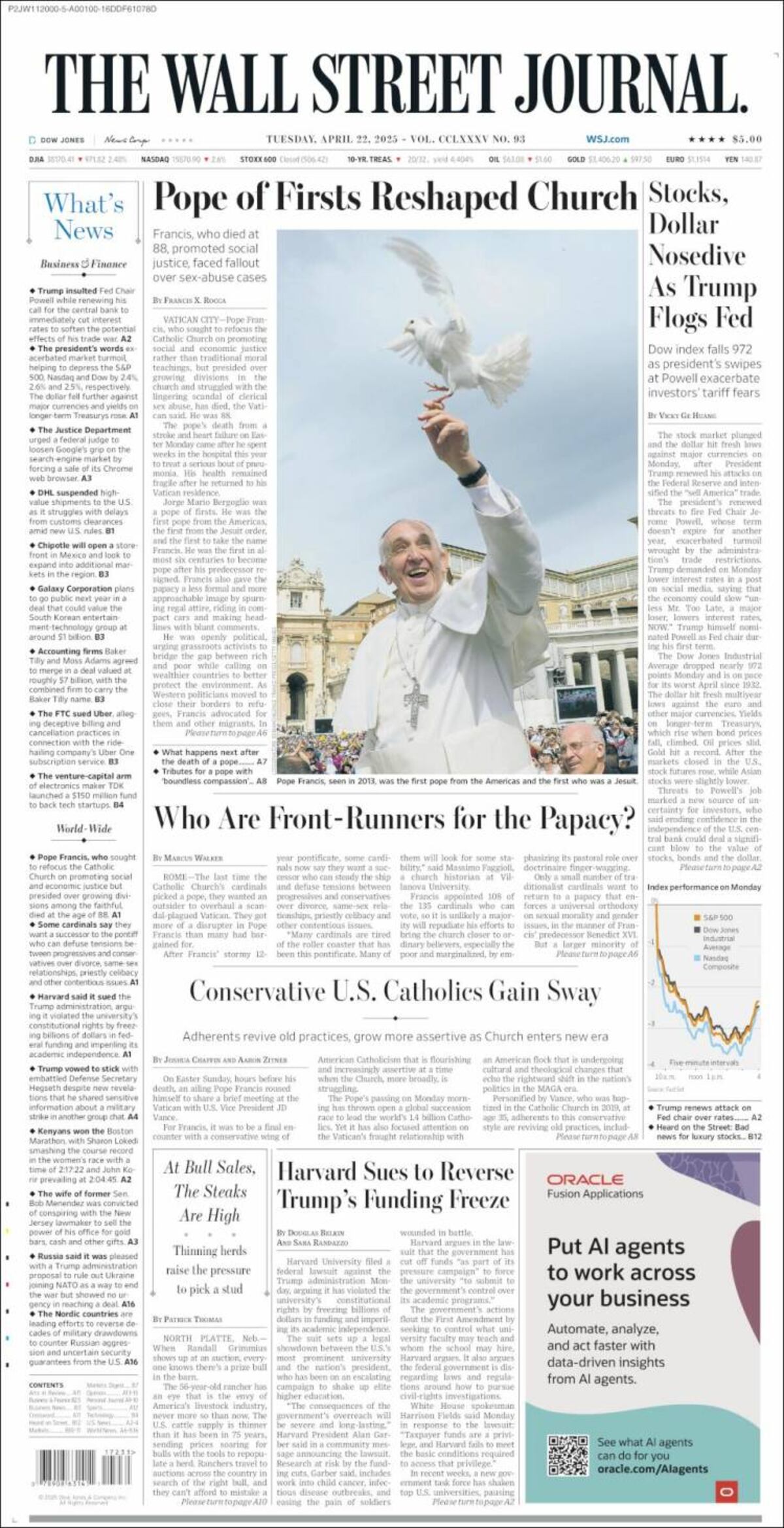 Las tapas de los diarios de Argentina y el mundo por la muerte del papa Francisco.