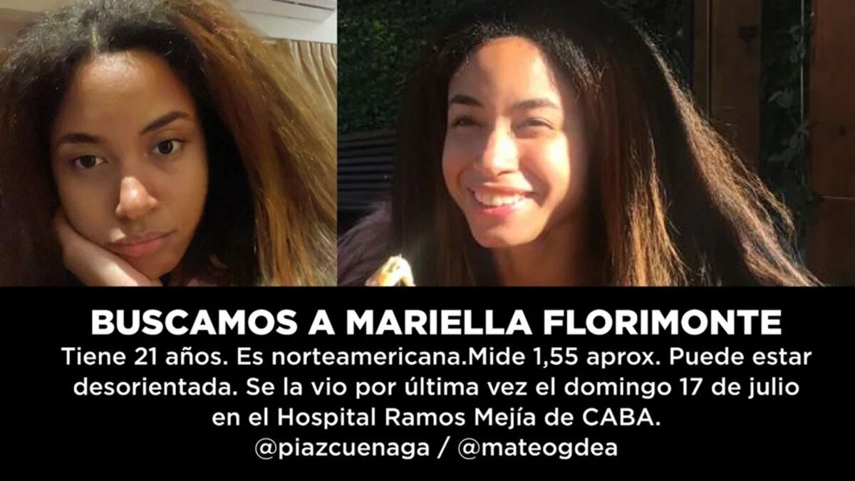 Mariella Florimonte (21). La joven desapareció el sábado y se desconoce su paradero.