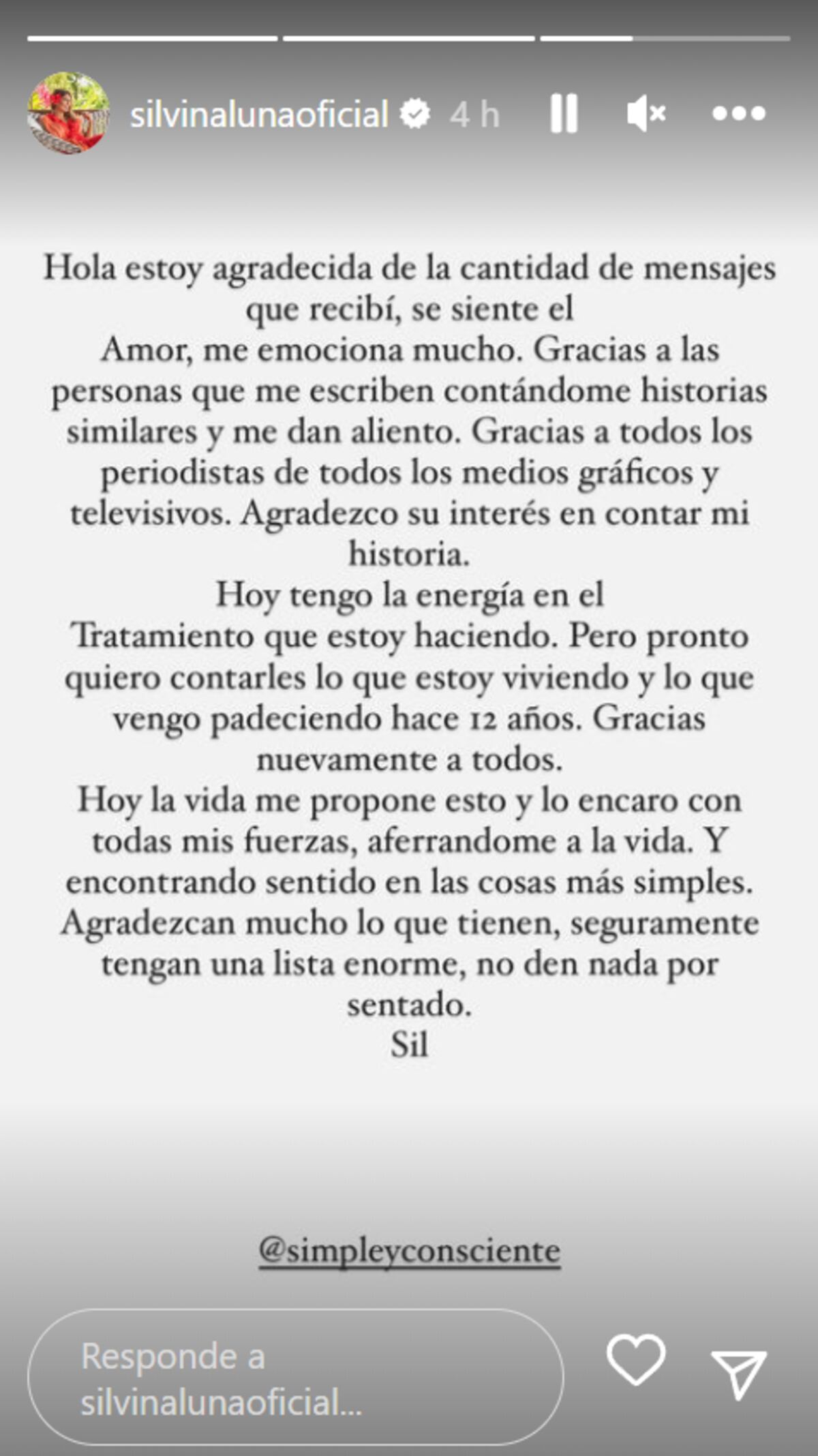 Silvina Luna, a la espera de un trasplante. (Instagram Silvina Luna)